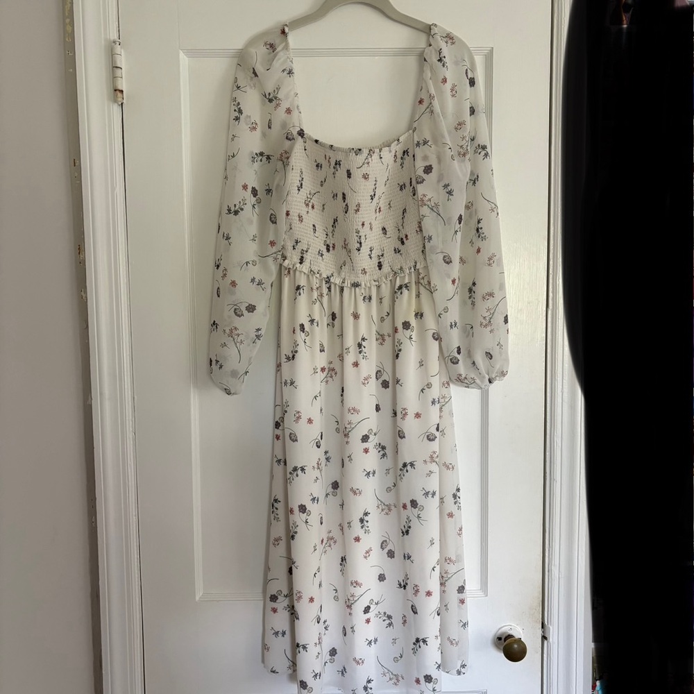 Aritzia Wilfred Midi Cream Floral dress